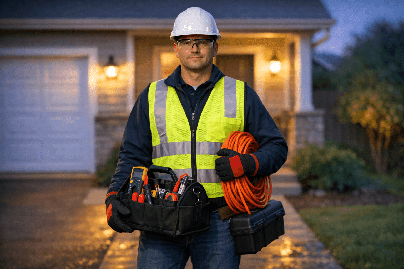 Electrician arriving for emergency service at home